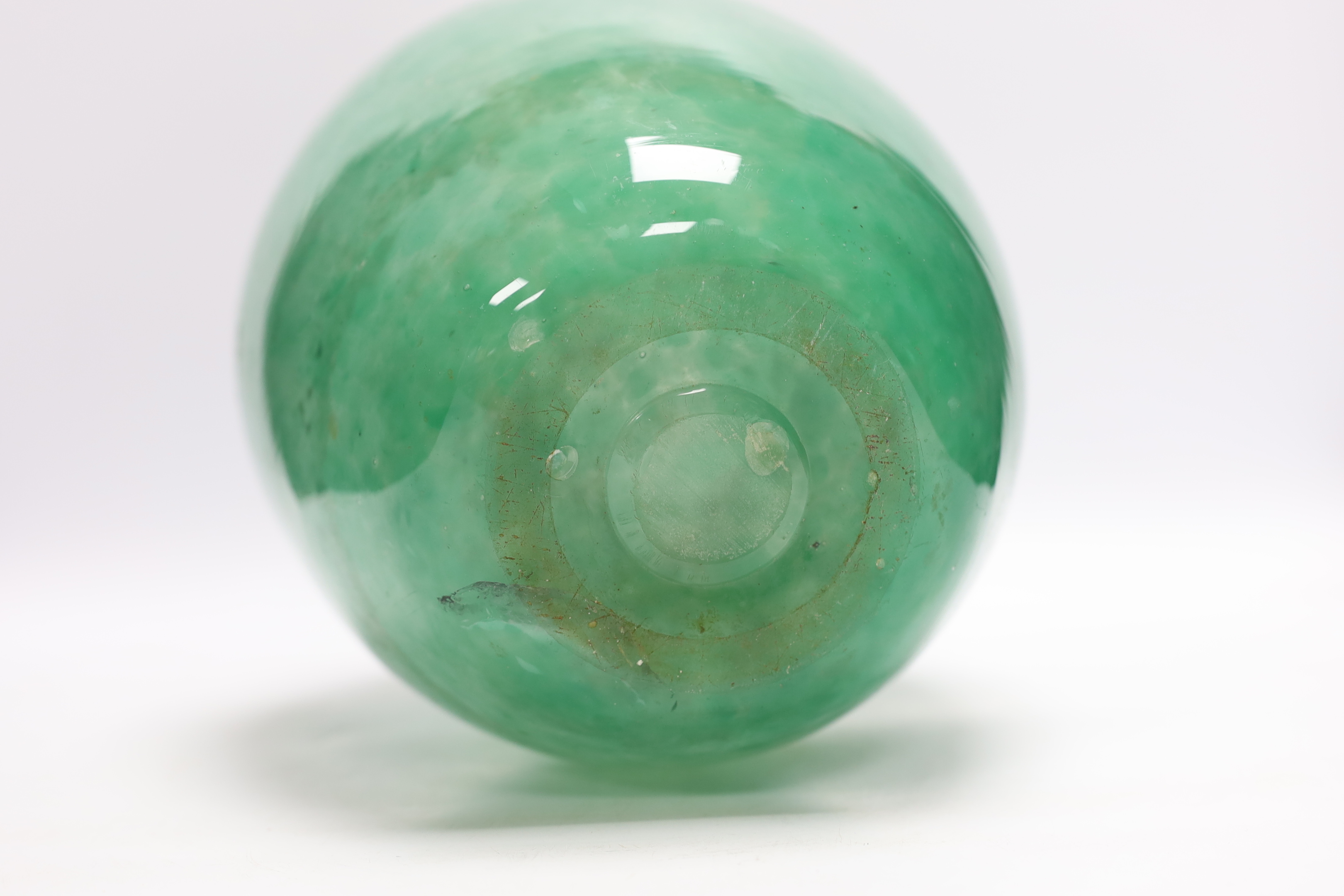 A Monart green glass vase, 26cm